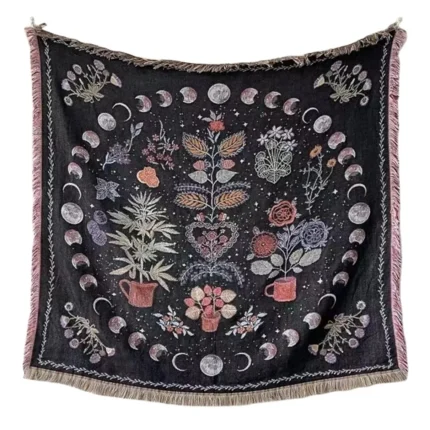 Customizable  Cotton Woven Blanket Floral and Animal Pattern Portable and Wearable for Home Use